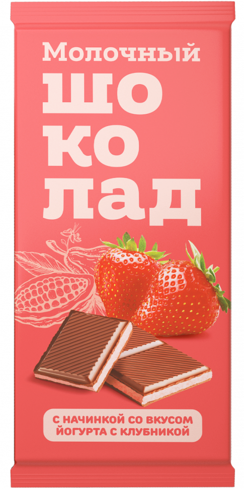  Меренга Шоколад молочный с начинкой Йогурт-Клубника,(блок 24шт по 80г)   в Якутске